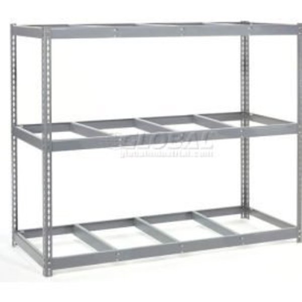 Global Equipment Wide Span Rack 96"W x 24"D x 84"H With 3 Shelves No Deck 800 Lb Capacity Per Level - Gray 601631